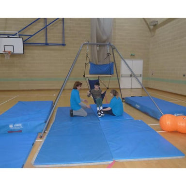 Therapeutic training session with Take a Swing HPSI portable therapeutic swing frame