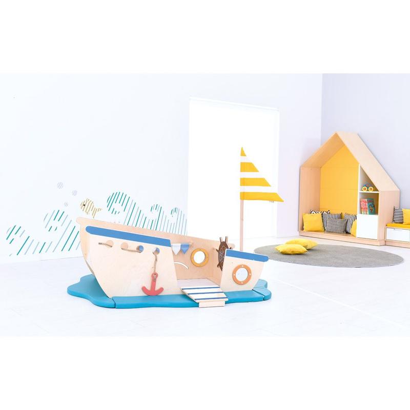 Moje Bambino Pirate Ship Play Boat Climber in a playroom setup