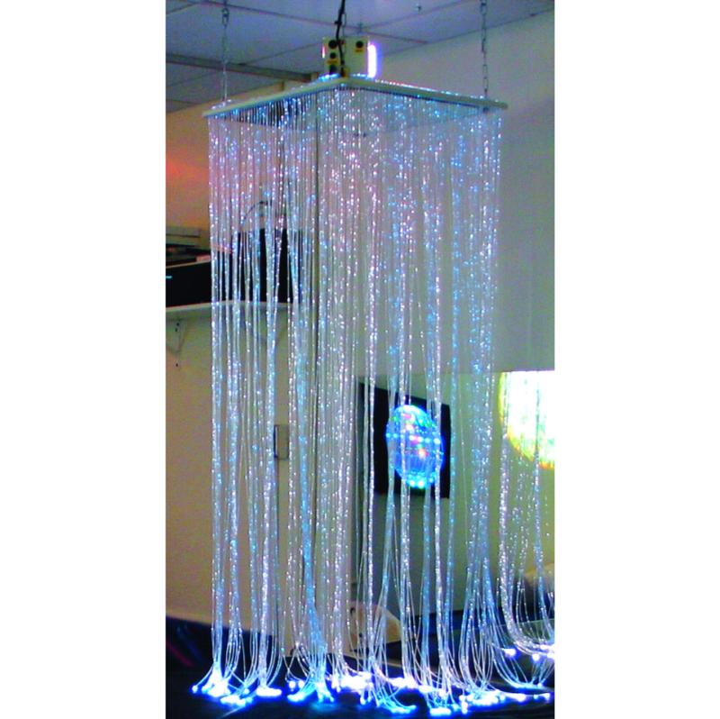 TFH Fiber Optic Waterfall with blue and white lighting hanging from ceiling fixture
