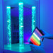 Full view of TFH Genie Bubble Tubes with blue lighting and controller