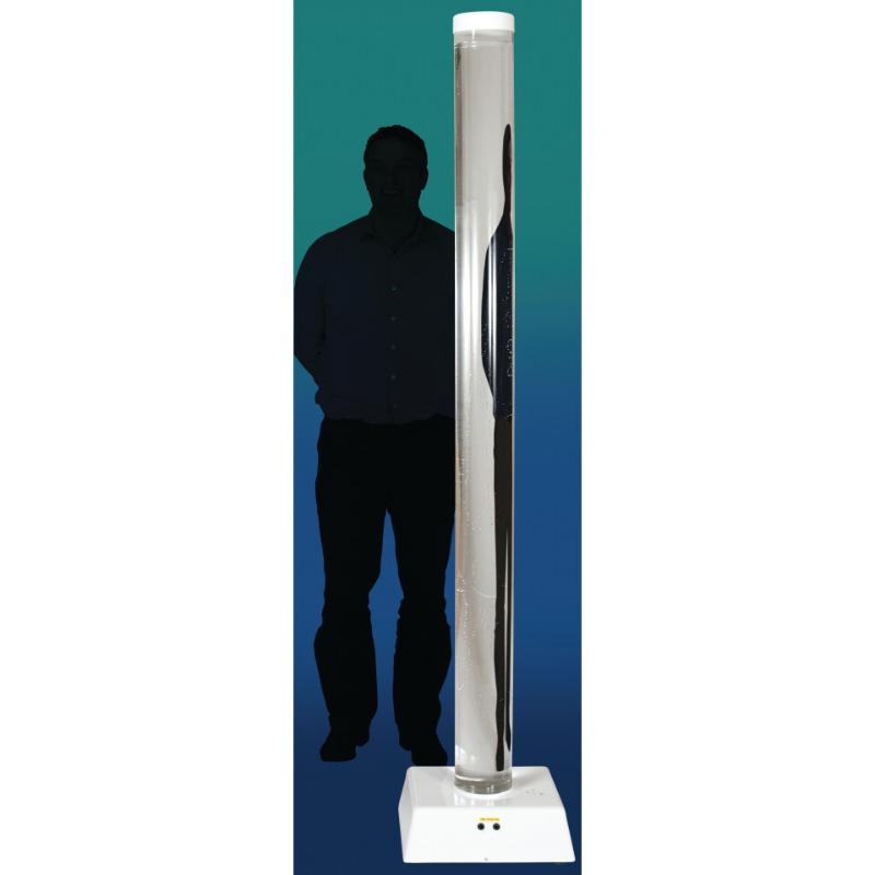 Man standing next to TFH Interactive Bubble Tubes for size reference