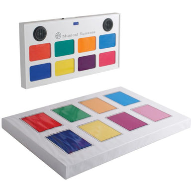 Colorful TFH Musical Squares with square tiles on a white background