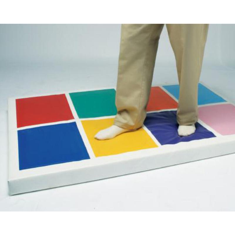 Legs standing on colorful TFH Musical Squares