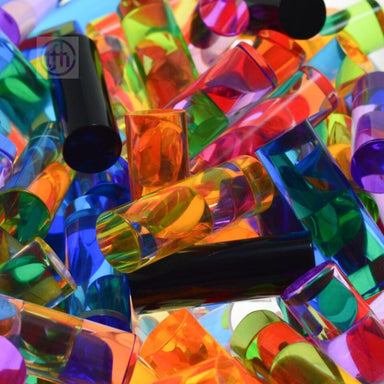 detail view of the colorful pegs for the TFH Rod Wall Light Panel 