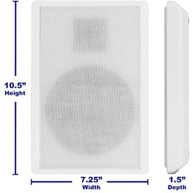 TFH Vibroacoustic Amplifier Speakers with dimensions labeled 